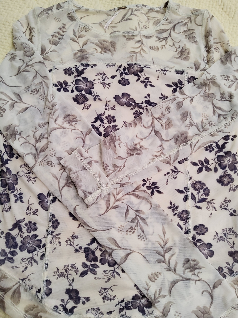 Free People Betty's Garden Long Sleeve Mesh Top Size XL - Picture 14 of 16